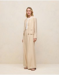Trenery - Pleat Front Wide Leg Pant in Sand