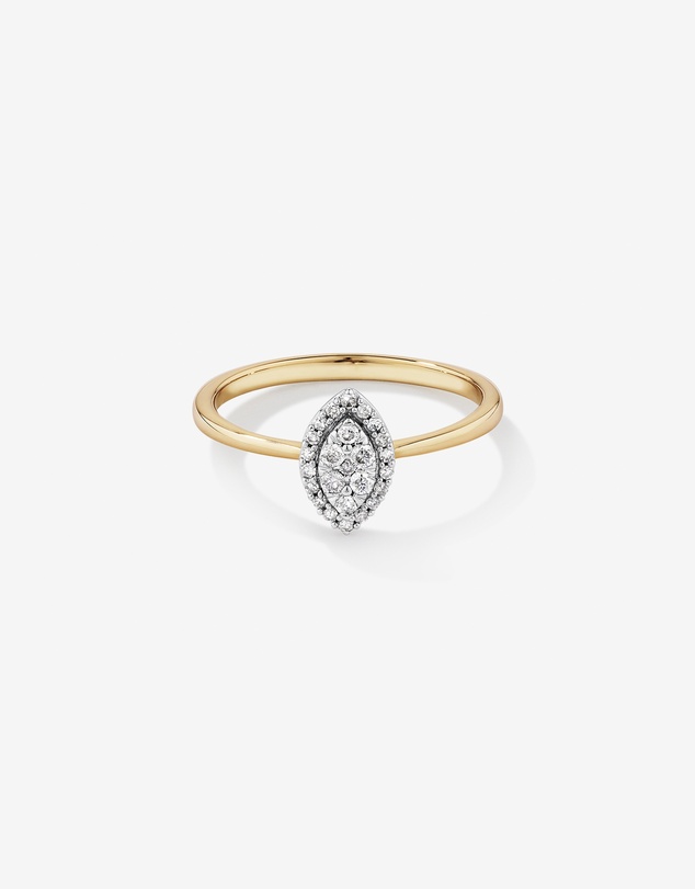 Michael Hill - 0.15 Carat TW Marquise Cluster Diamond Promise Ring in 10kt Yellow and White Gold