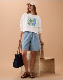 Ceres Life - Sylvie Longline Pleat Denim Short