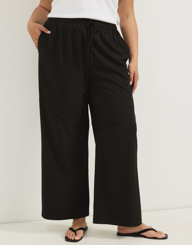 Atmos&Here Curvy - Zoe Relaxed Drawstring Pants with Seam Detail
