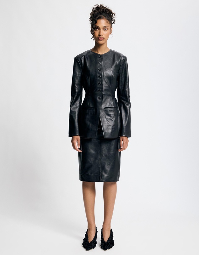 Lover - Hollis 100% Leather Midi Skirt