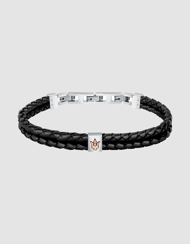 Maserati - Maserati Men's Black Woven Leather Bracelet