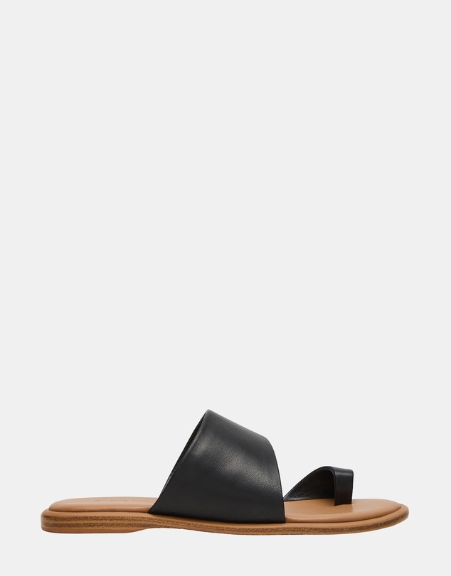 Steve Madden - Zani Black Leather Sandals