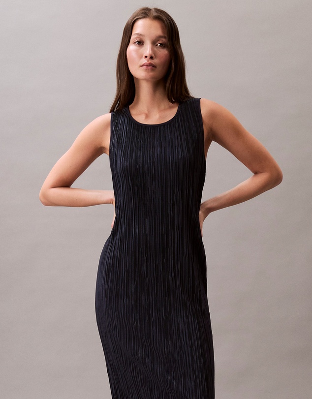 Calvin Klein - Plissé Sleeveless Midi Dress