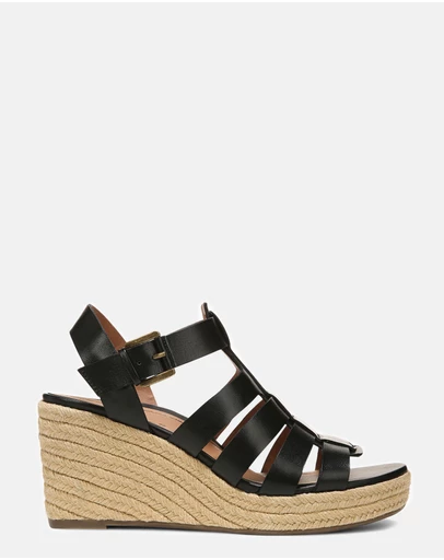 Vionic - Jaylah Wedge Sandal - Black Leather