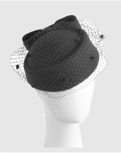 Max Alexander - Felt Pillbox Hat With Veil