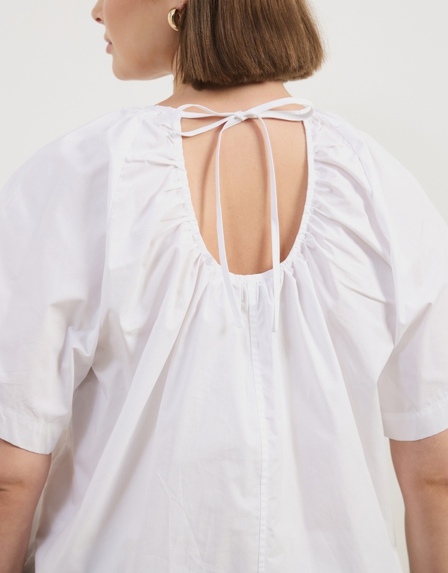 Atmos&Here Curvy - Tirsa Cotton Gathered SS Top