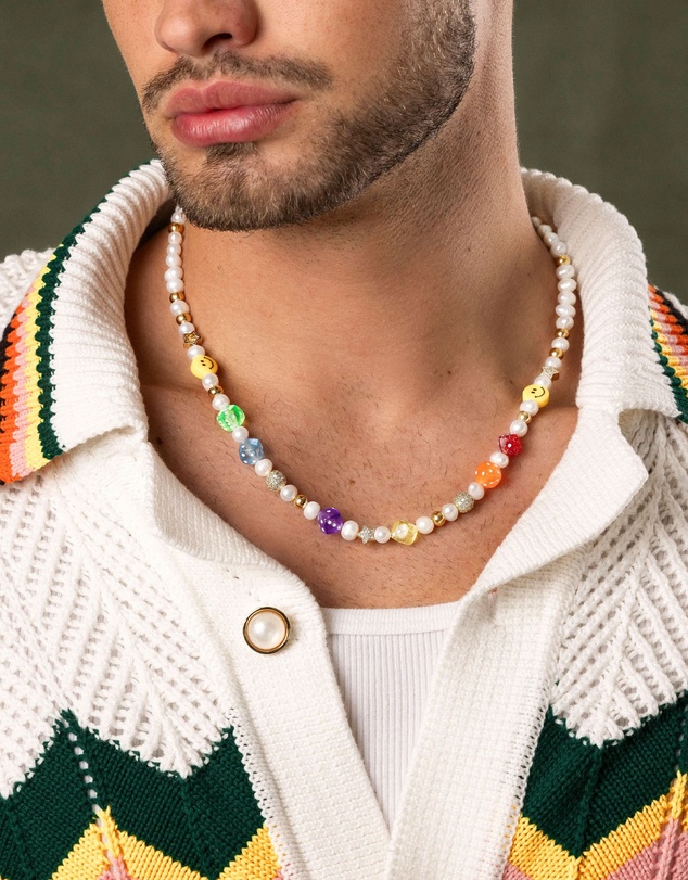 Nialaya Jewellery - Men's Pair of Dice Pearl Choker
