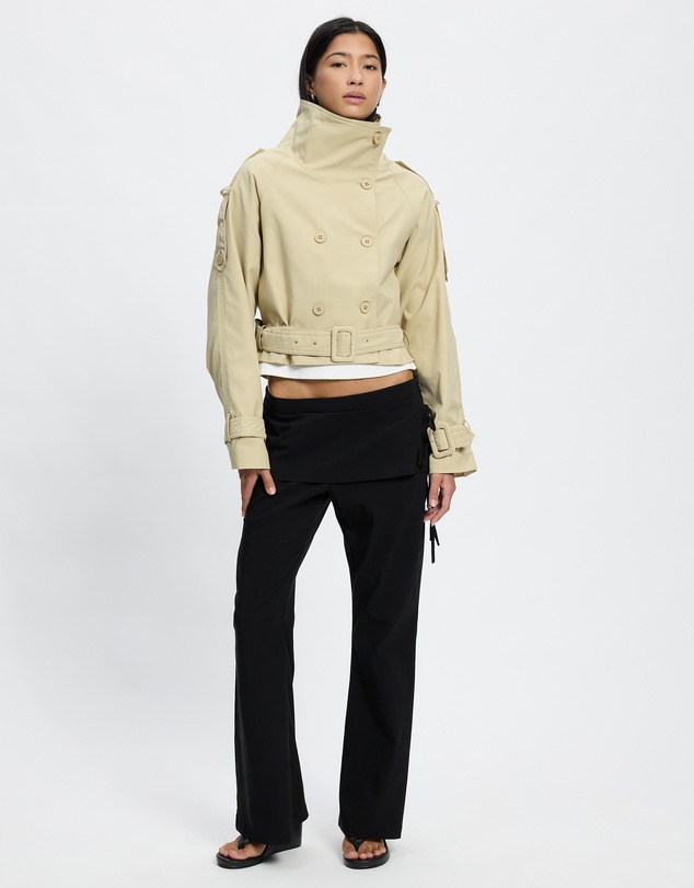 Lioness - Blanc Cropped Trench Coat - ICONIC EXCLUSIVE