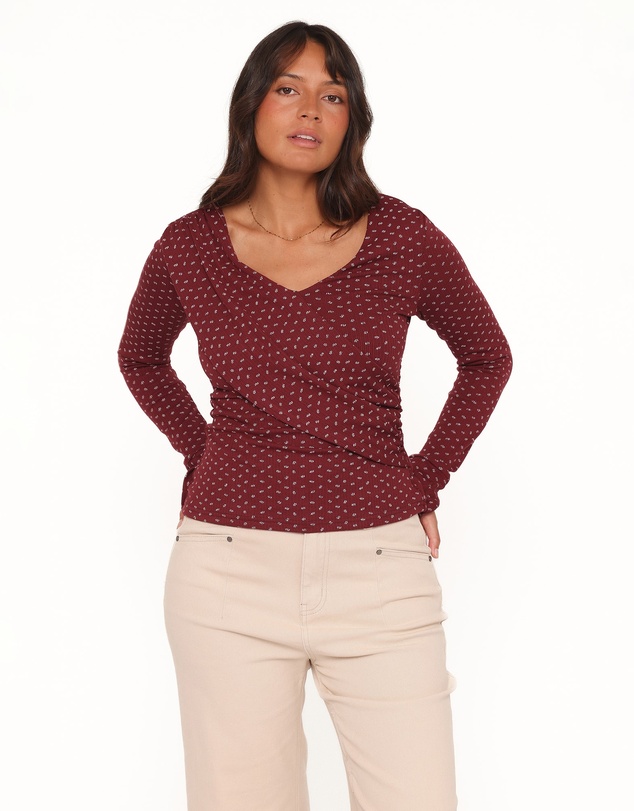 Petal & Pup - Brooklyn Crossover Top - Burgundy Floral
