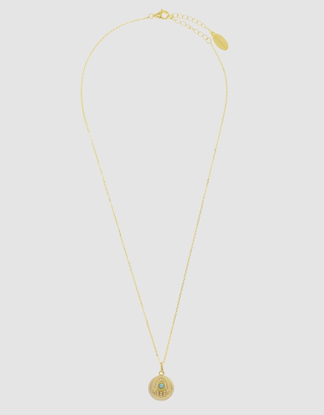 Georgini - Georgini Opal Glow Blue Created Opal Hamsa Gold Medallion