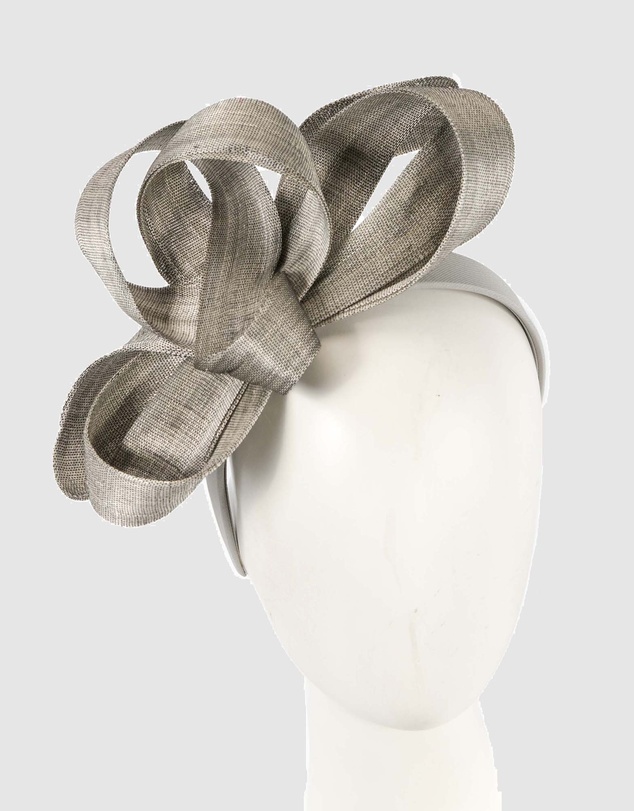 Fillies Collection - Silver Abaca Loops Racing Fascinator
