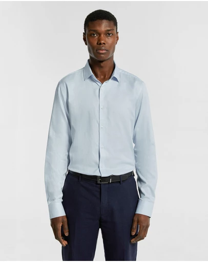yd. - Clubman Pure Cotton Twill Slim Fit Dress Shirt