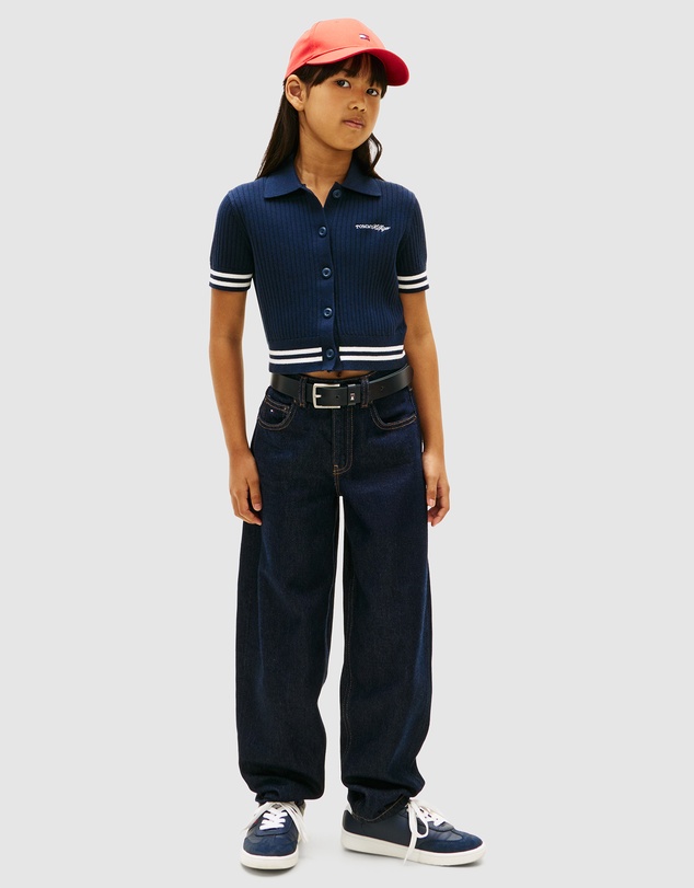 Tommy Hilfiger - Girls Logo Embroidery Short Sleeve Polo Cardigan - Teens