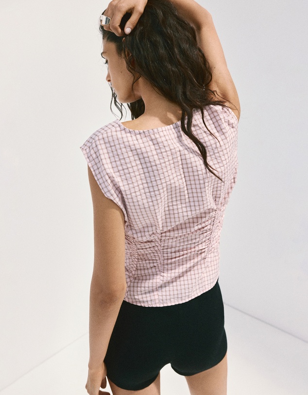M.N.G - V-Neck Checked Blouse