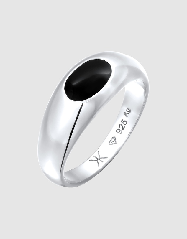 Kuzzoi - ICONIC EXCLUSIVE - Enamel Signet Ring in 925 Sterling Silver