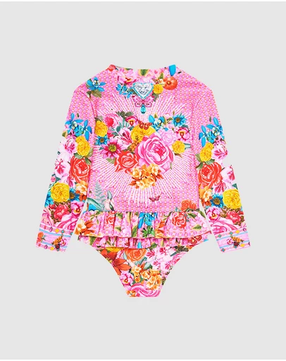 Camilla - Frilled Back Zip Front Paddle Suit - Babies