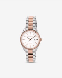 Michael Hill - Women's 0.60 Carat TW Diamond Bezel Watch in Rose Tone Stainless Steel.