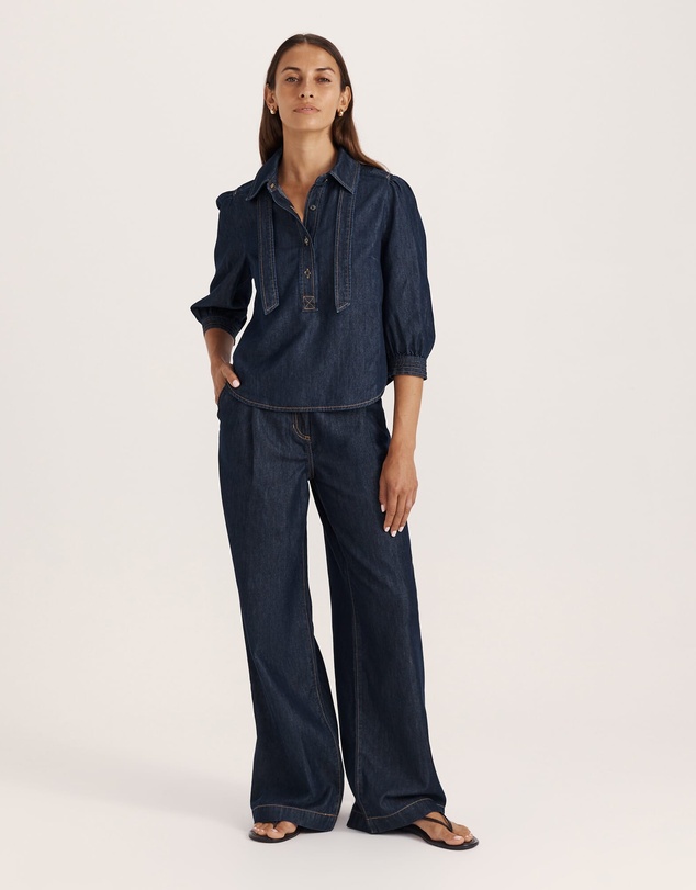 SABA - Bridie Puff Sleeve Denim Shirt