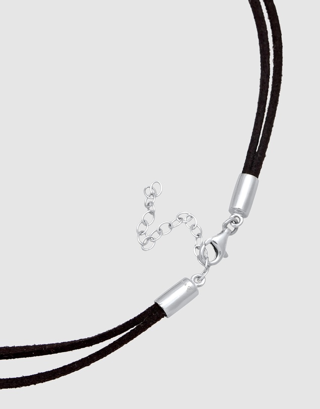 Elli Jewelry - Star Faux Leather Choker Necklace in 925 Silver
