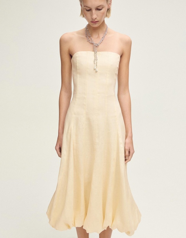 M.N.G - Alberta Linen Dress With Puffed Hem