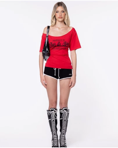JGR & STN - Ciched Off Shoulder T-Shirt