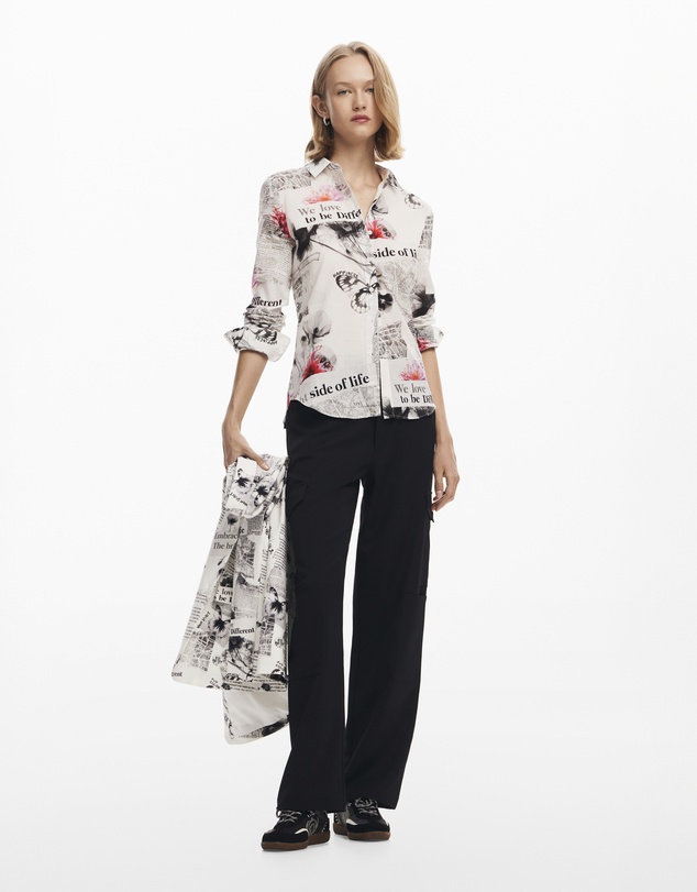 Desigual - Floral text shirt
