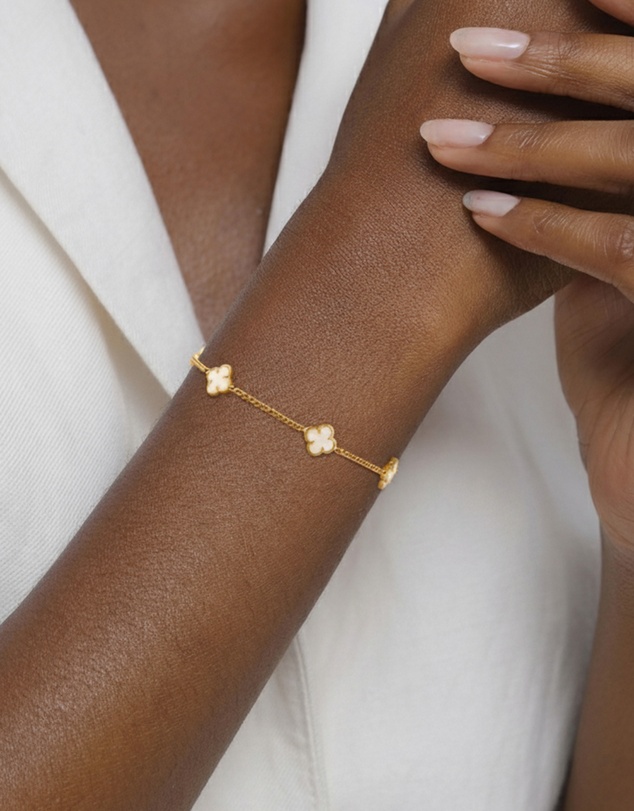 Elli Jewelry - Bracelet Cloverleaf 925 Sterling Silver Gold-Plated