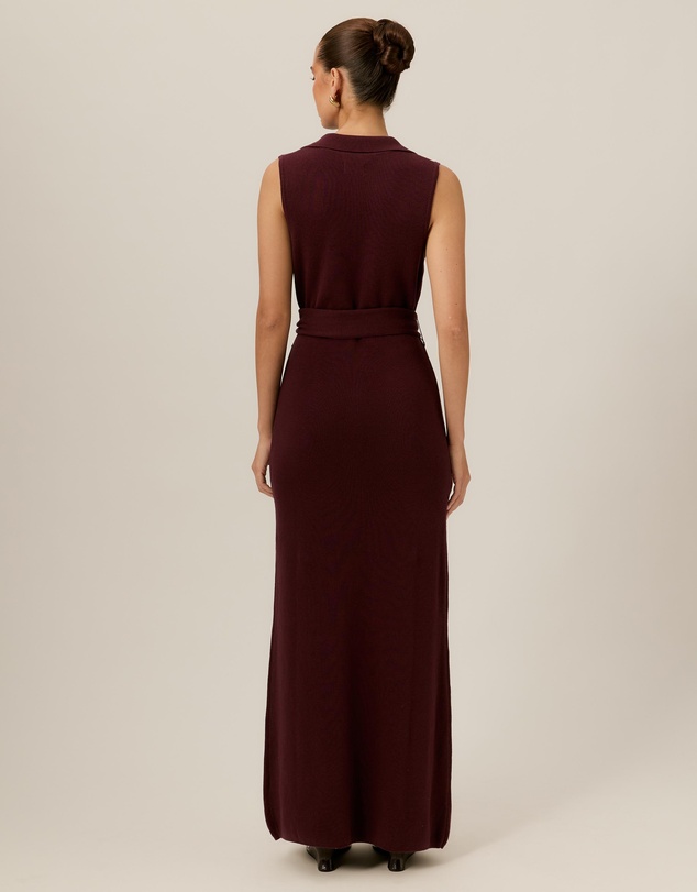 Tussah - Willa Collard Tie Waist Knitted Maxi Dress