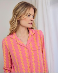 Chelsea Peers - Organic Cotton Wiggle Stripe Long Pyjama Set
