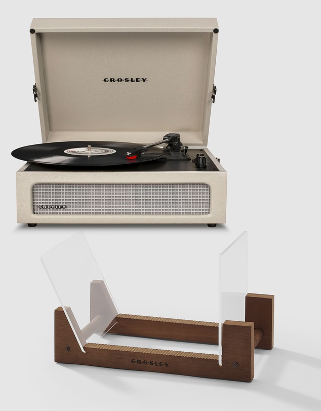 Crosley - Crosley Voyager Bluetooth Portable Turntable - Dune + Bundled Crosley Record Storage Display Stand