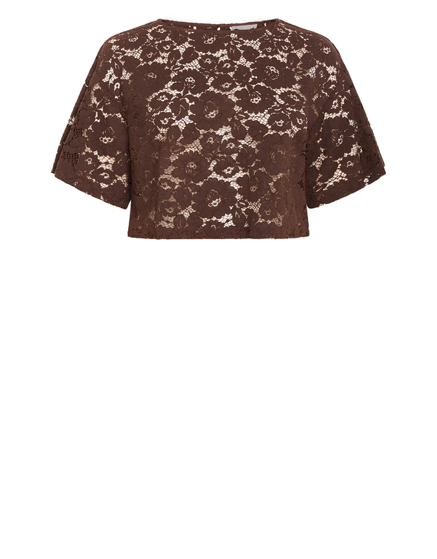 City Chic - Plus size Lani Lace Top - chocolate