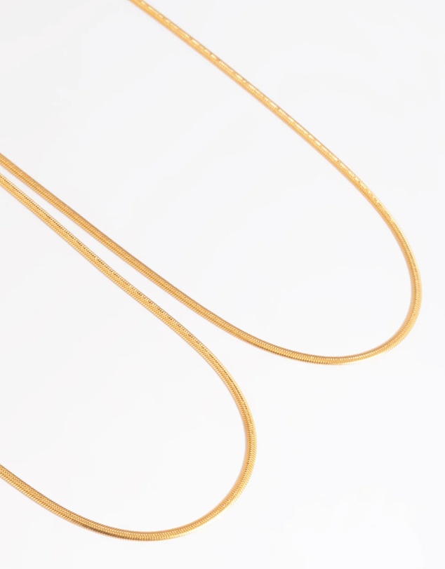 Lovisa - Waterproof Gold Plated Stainless Steel Fine Chain Necklace 2-Pack