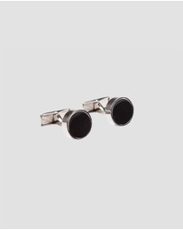 Geoffrey Beene - Round Black Stone Cufflinks