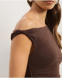 Atmos&Here - Freya Mesh Off Shoulder Twist Top