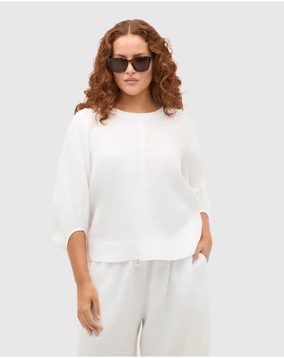 Seed Heritage - Core Linen Balloon Sleeve Top
