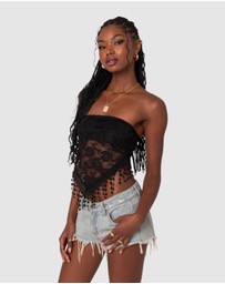 EDIKTED - India Sheer Lace Strapless Top