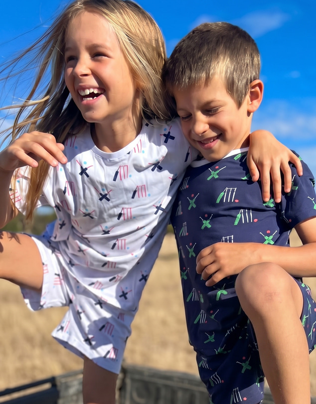 Sant And Abel - Kids Cricket Navy Short PJ Set