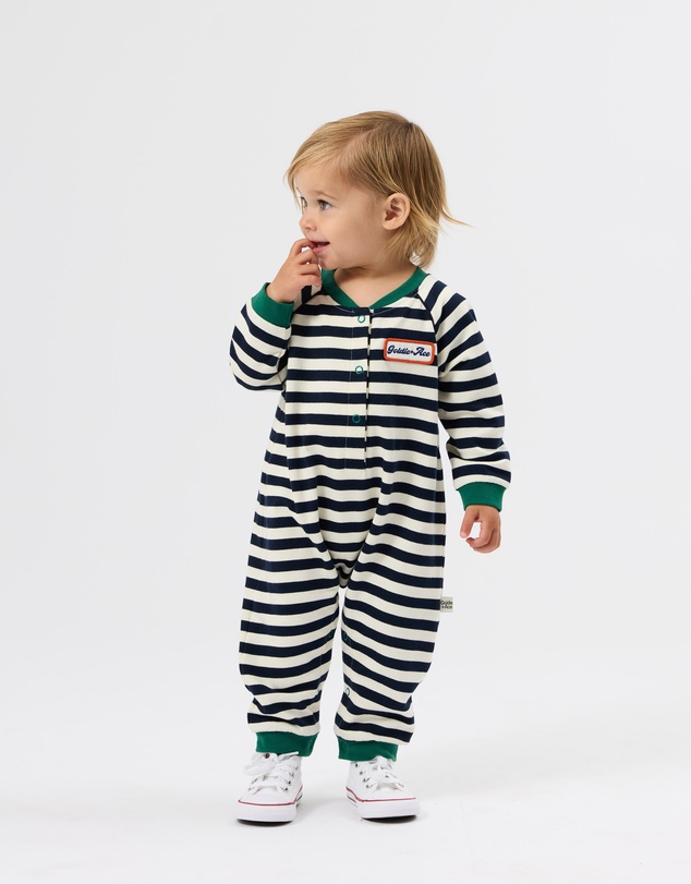 Goldie + Ace - Stripe Terry Logo Romper - ICONIC EXCLUSIVE - Babies