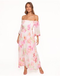 Petal & Pup - Chantel Off Shoulder Maxi Dress - Pink Garden Floral