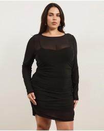 Atmos&Here Curvy - Elsa Long Sleeve Mesh Mini Dress