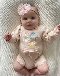 WITH LOVE FOR KIDS - Long Sleeve Knitted Romper - Babies