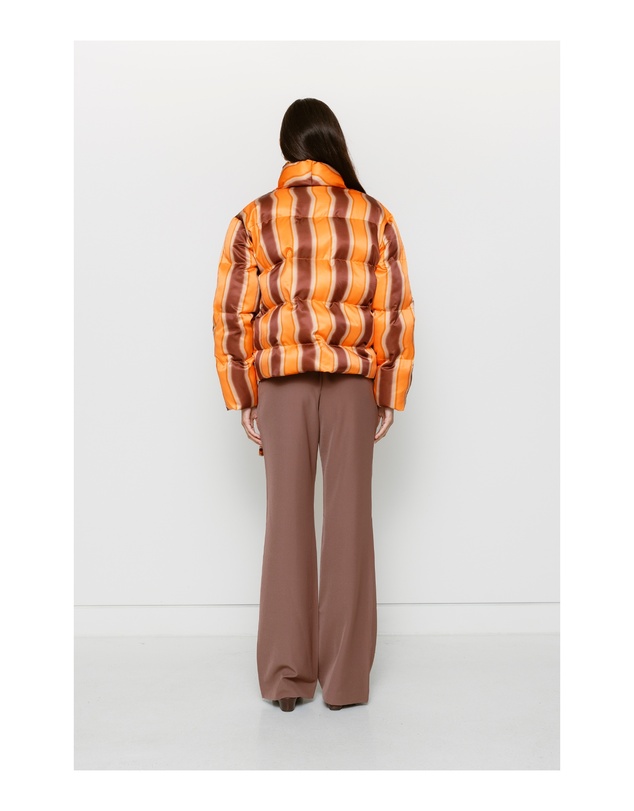 The Wolf Gang - Taja Puffer Jacket - Tangerine Stripe