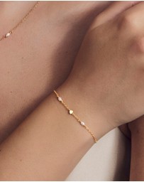 SAINT VALENTINE - Heart & Pearl Bracelet - Gold