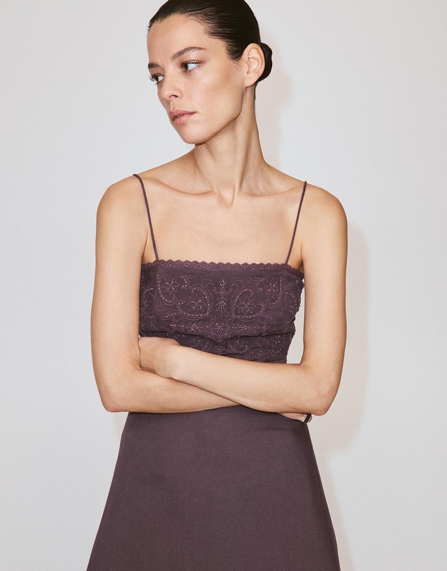 M.N.G - Beaded Embroidered Cut-Out Dress