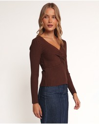 Petal & Pup - Demi Twist Detail Knit Top - Brown