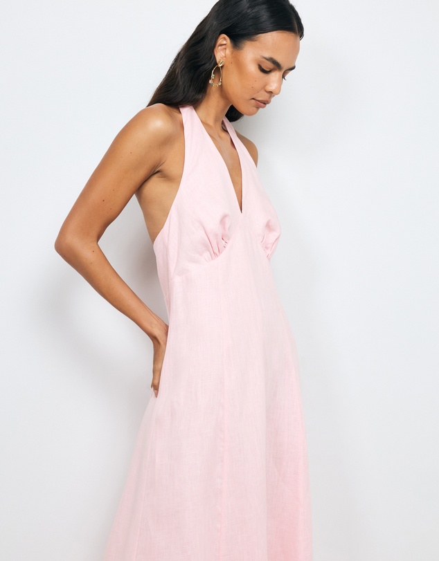 AERE - Lacey Halter Linen Dress