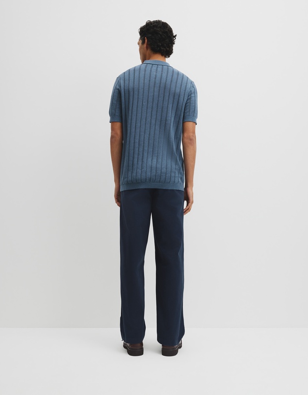 Country Road - Linen Cotton Stripe Knit Polo