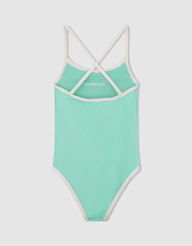 Zulu & Zephyr Mini - Mini Stripe Rib Logo One Piece - Babies-Teens