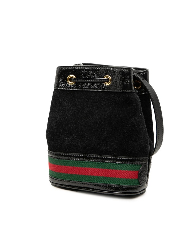 Pre-Loved by Azura Reborn - Pre-Loved Mini Suede and Patent Web Ophidia Bucket Bag